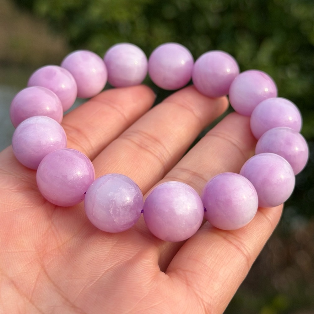 14mm stretchable chunky‎ Kunzite bracelet 1110